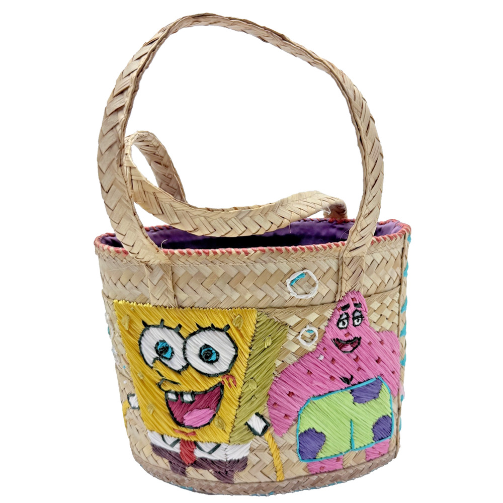 Spongebob and Patrick Embroidered Woven Handbag